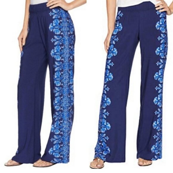 Lilly Pulitzer navy Bal Harbour lightweight pull on pants size small B26 - Picture 1 of 6